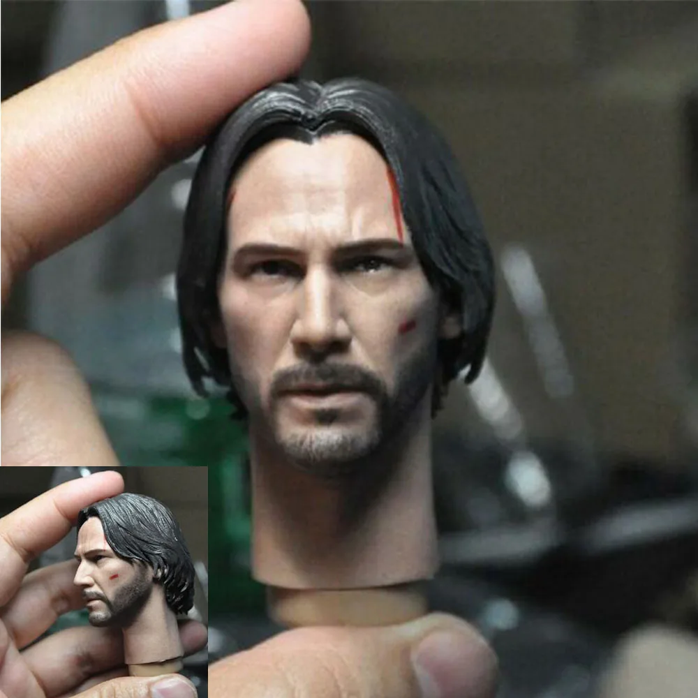 

In Stock 1/6 Keanu Reeves Head Carving Battle Damaged Version The Killer Male Head Sculpt fit for 12 inches Dolls