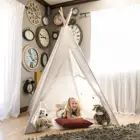 160 см большая палатка-вигвам Tipi, треугольная палатка для детей, игровой домик, портативный холщовый спальный купол для дома, улицы, пляжа
