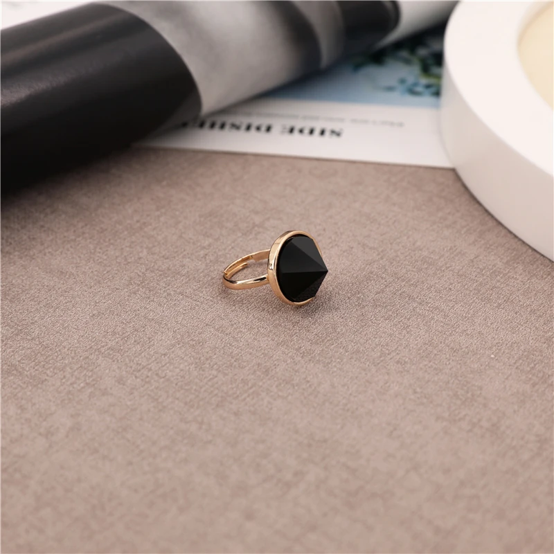 Регулируемое металлическое Открытое кольцо SRCOI из черного обсидиана новинка 2020