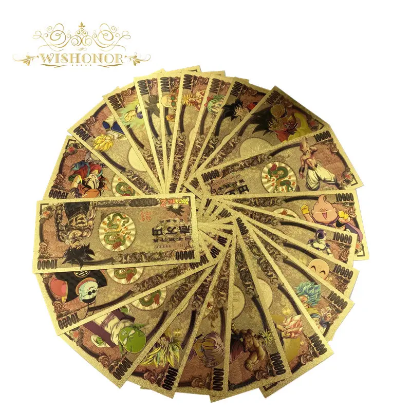 Красивые 23 вида банкнот из японской серии Z с героями мультфильмов|Золотые