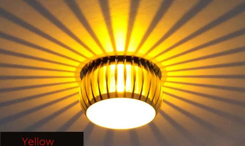 Yellow Точечный светодиодный rgb пятно света rgb LED-светильник светодиодный спот он 3 ватт проход Светильник Красочные коридор лампа прихожей светильник поверхностного монтажа - Испускаемый цвет: Yellow