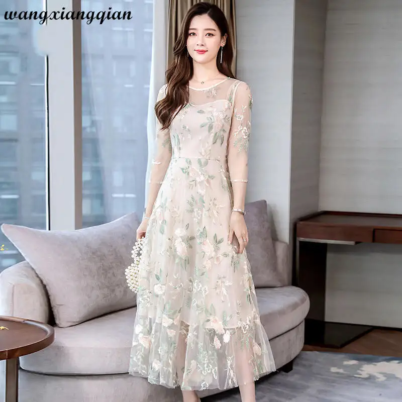 Женское платье высокого качества Новинка весна лето 2020 повседневное кружевное с