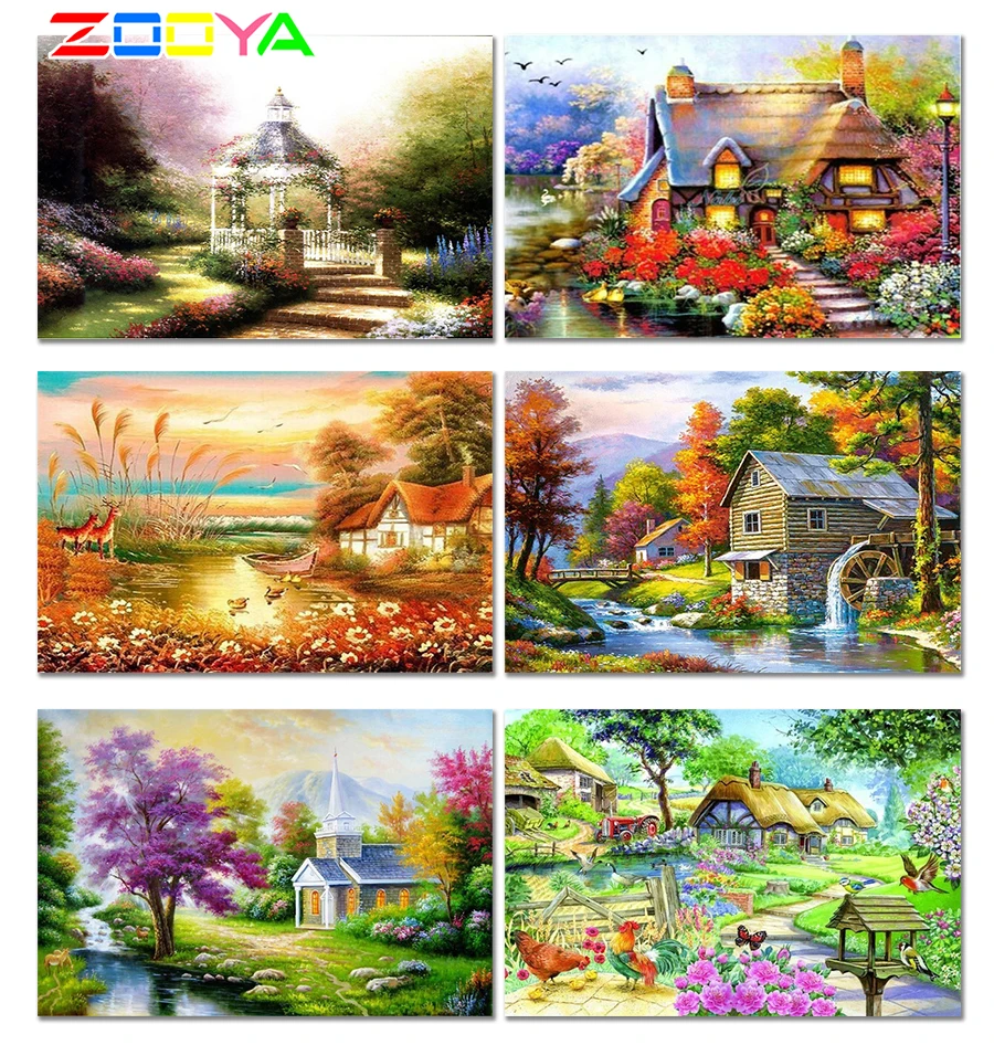 5D Full Drill DIY Diamond Painting Scenery Warm house Rhinestone Garden Embroidery Cross Stitch Decor Needlework BB702 | Дом и сад