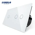 Производитель, Livolo ЕС Стандартный, сенсорный выключатель, белый, с украшением в виде кристаллов стекло Панель, настенный светильник Smart Switch, VL-C701 + C702-11