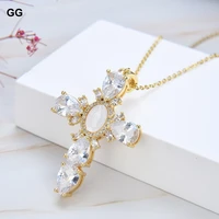 guaiguai jewelry 17 5 virgin mary cross pendant necklace shell pearl cubic zirconia necklace