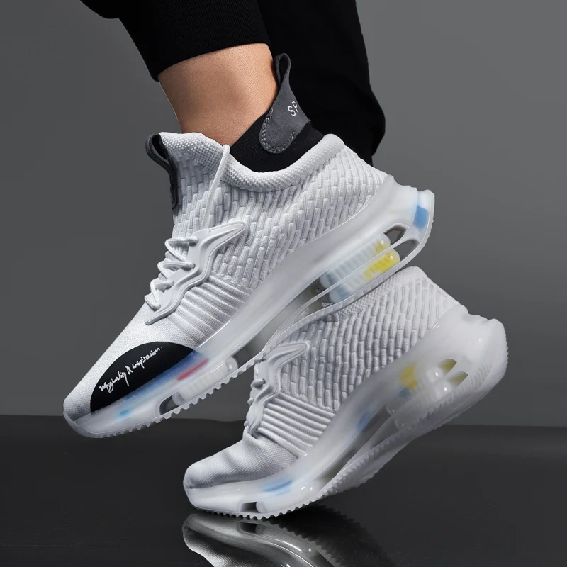 

Autumn Man High Top Sport Sock Shoes Beige Black Youth Running Shoes Thick Bottom Men Jogging Shoes Original Brand Shoe For Mens