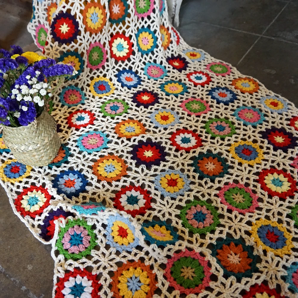 Винтажное вязаное одеяло ручной работы оригинальная подушка из фетра в