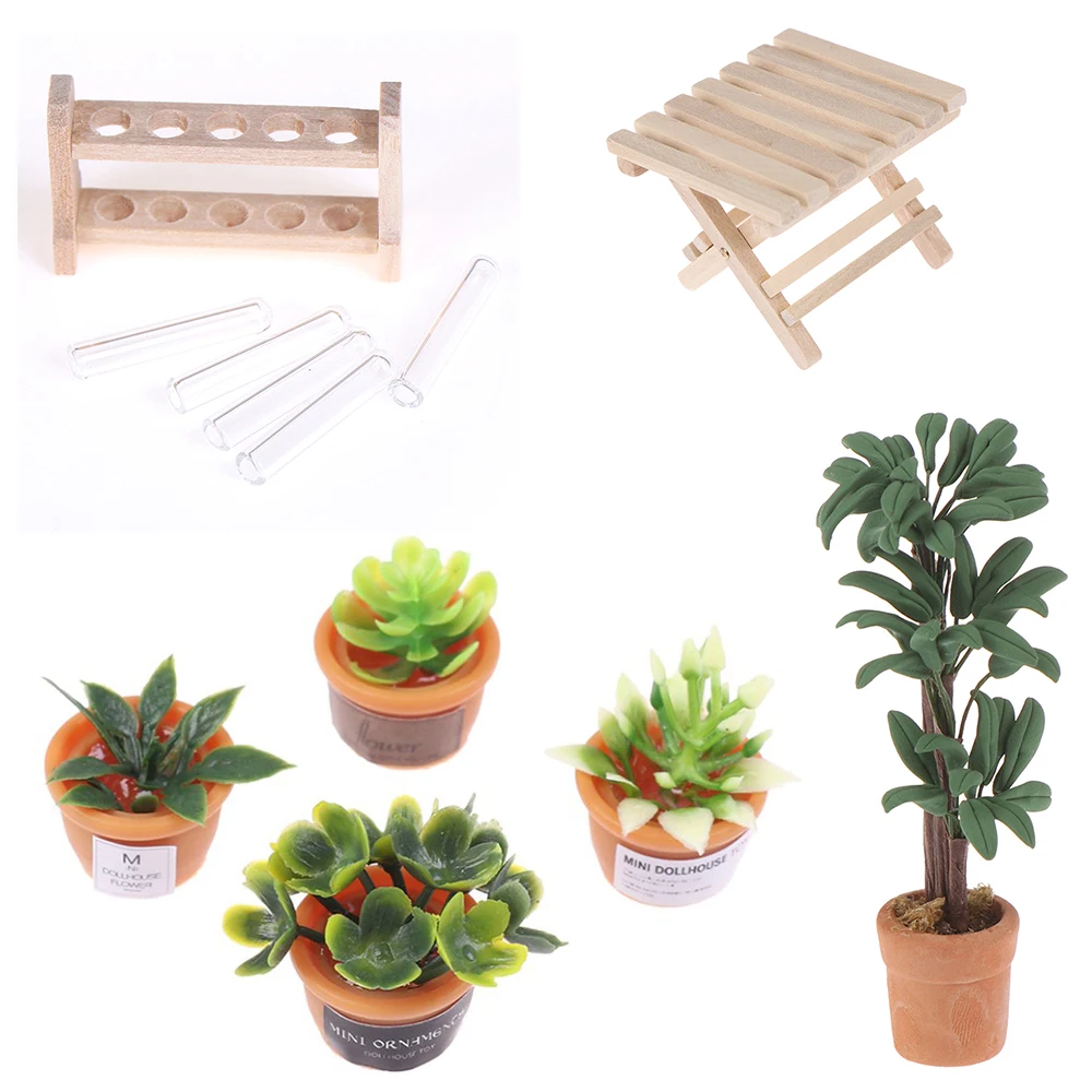 DIY 1:12 миниатюрный горшок для кукольного домика складной стол лабораторные