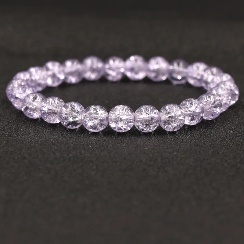 

Charm 6 color 8mm Crack crystal Stone Beads Bracelet for Women and Men fashion DIY Jewelry Classic charm accessories Trendy Gift