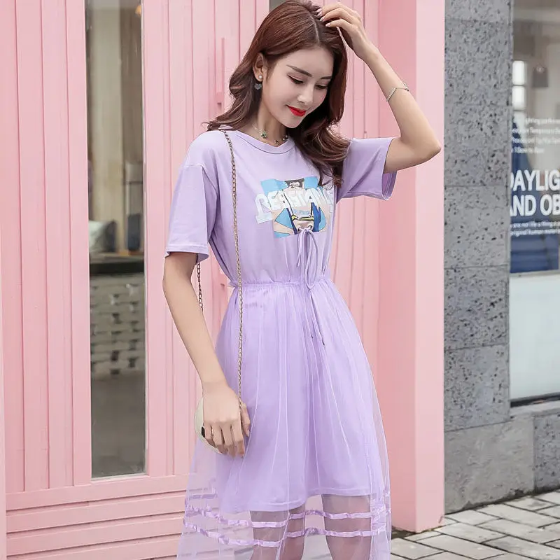 

2021 two piece mesh dress short sleeve summer new fashion Fairy Dress