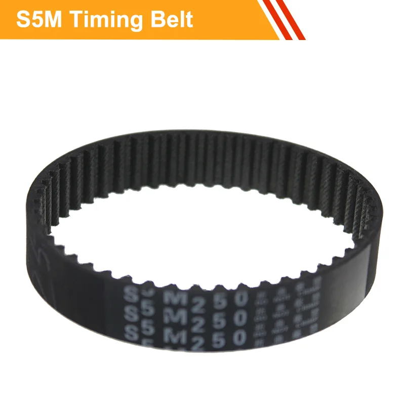 

S5M Closed loop Timing Belt Length 250/255/275/340/350/355mm Rubber Belts Round 15/20/25mm Belt Width Rubber Gear Belt