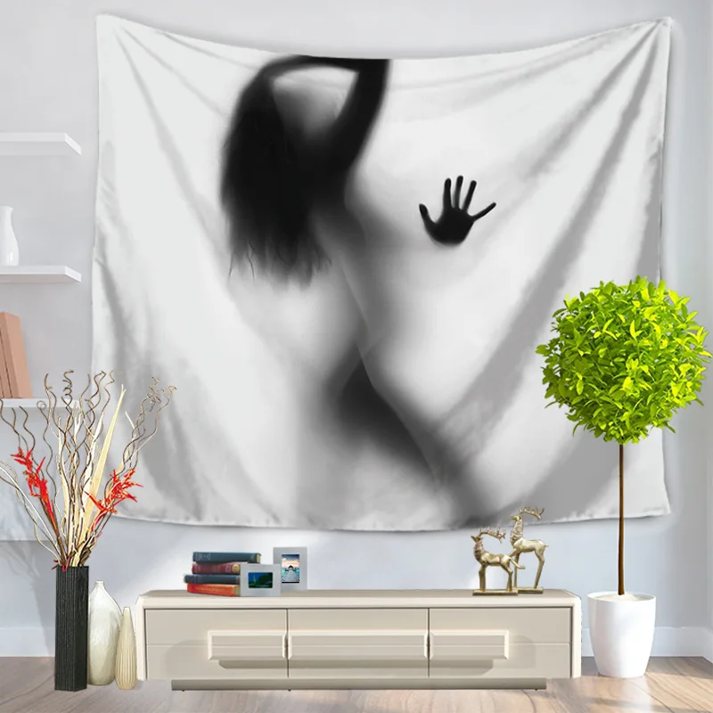 Черно-белый гобелен с принтом мандалы настенное украшение для ванной в стиле