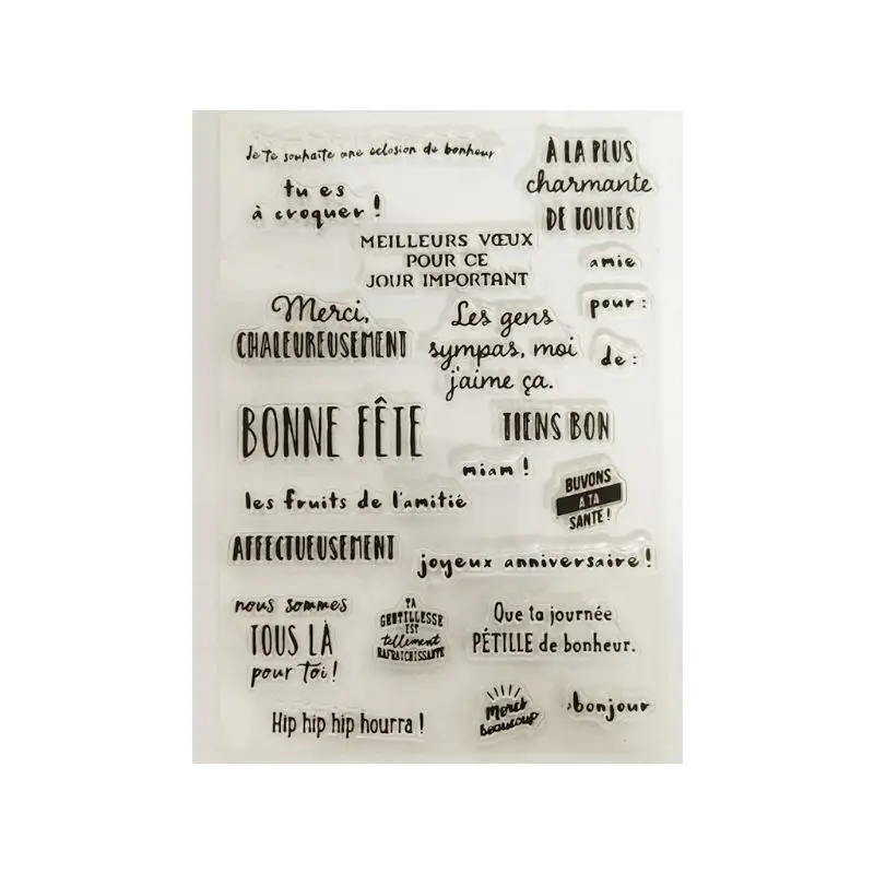 С надписью на французском языке: DIY силиконовый прозрачный штамп цепляться