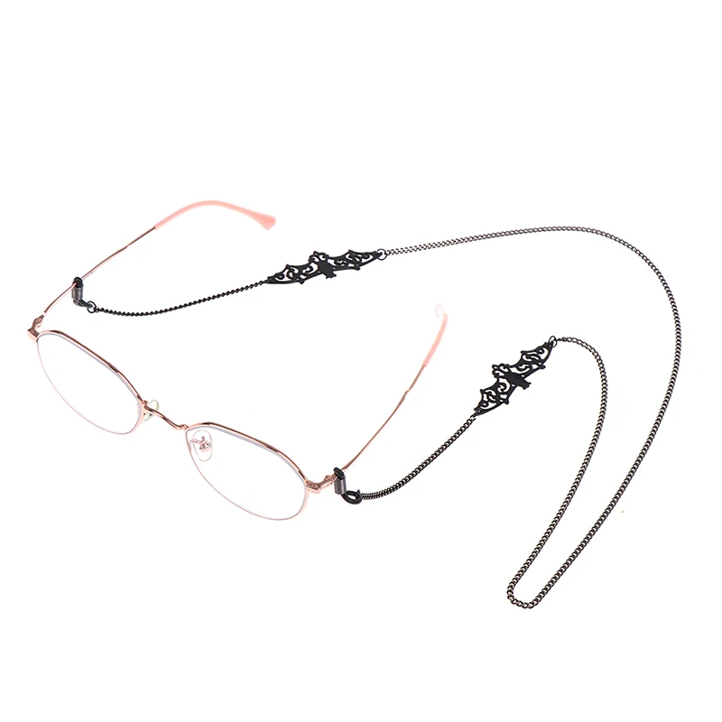 

Women Black Fashion Bat Glass Beaded Sunglass Eyeglass Chain Crown Pendant metal Reading Glasses Chain Eyewear Cord Lanyard