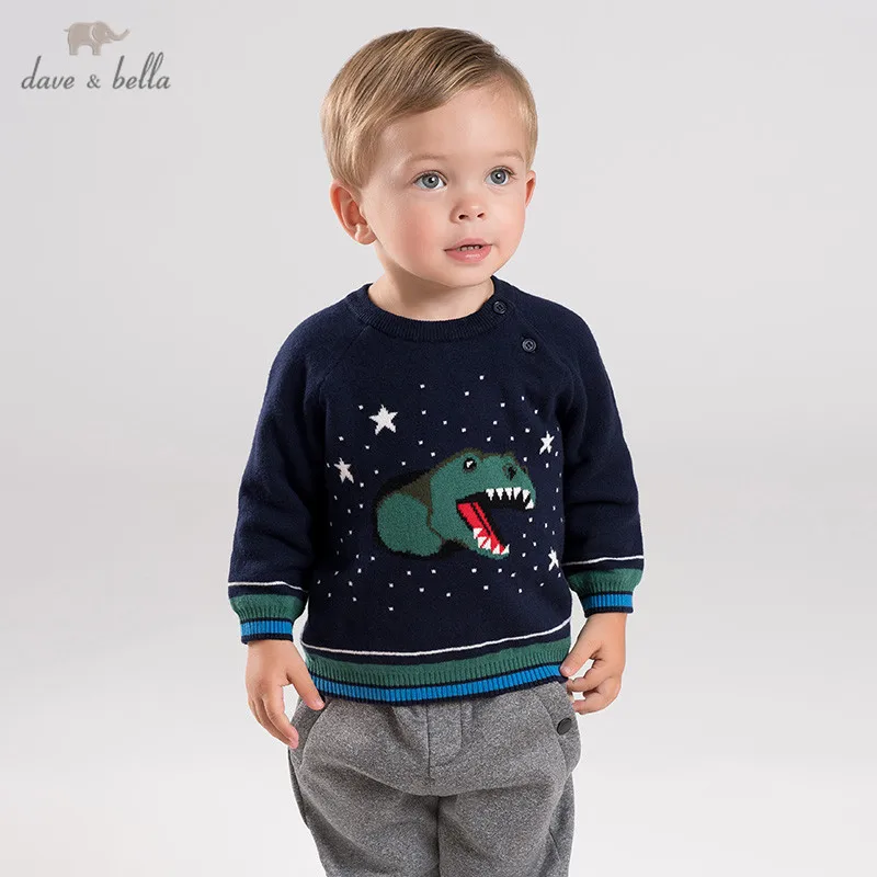 DB12327 dave bella autumn winter knitted sweater infant baby boy long sleeve pullover kids toddler tops children | Мать и ребенок