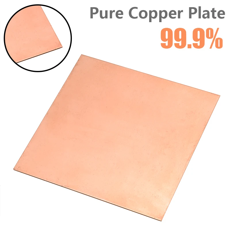 

1Pcs 1mm Thickness High Purity 99.9% Pure Copper Cu Metal Sheet Plate 100mm x 100mm For Industy Tools