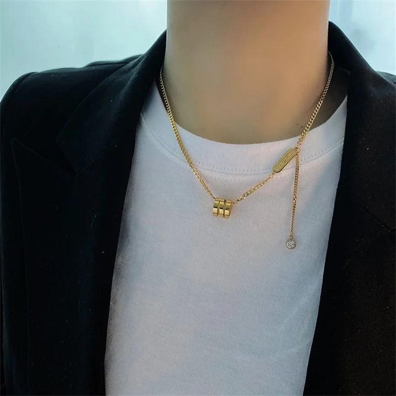 Новинка 2023 корейское золотое ожерелье из титановой стали модное готическое с