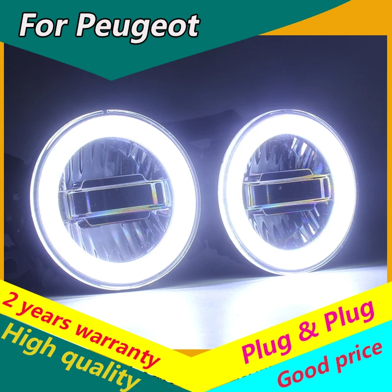 

KOWELL Car Styling for Peugeot 206 207 301 307 308 408 508 LED Fog Light Auto Angel Eye Fog Lamp LED DRL 3 function model