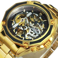 forsining mechanical steampunk fashion male watch mens watches top brand luxury stainless steel automatic skeleton wristwatch