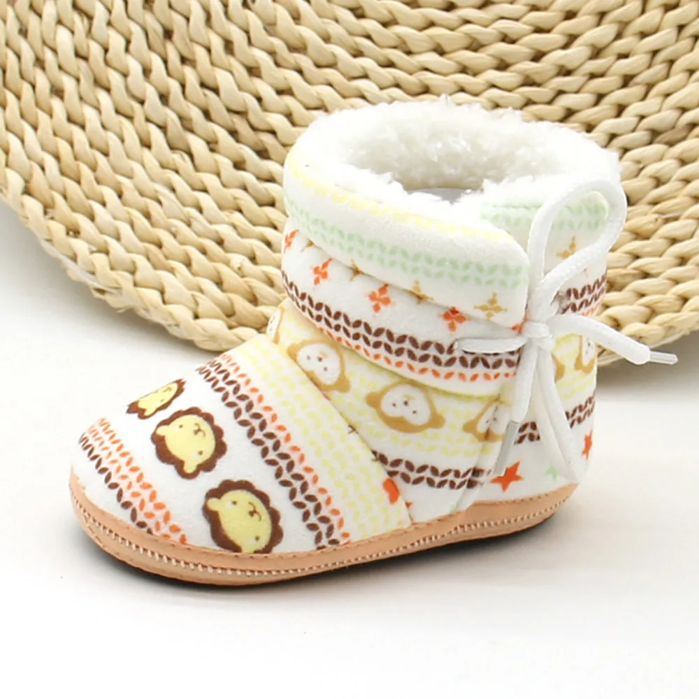 Ботинки с принтом для новорожденных теплые ботинки на мягкой подошве Прямая