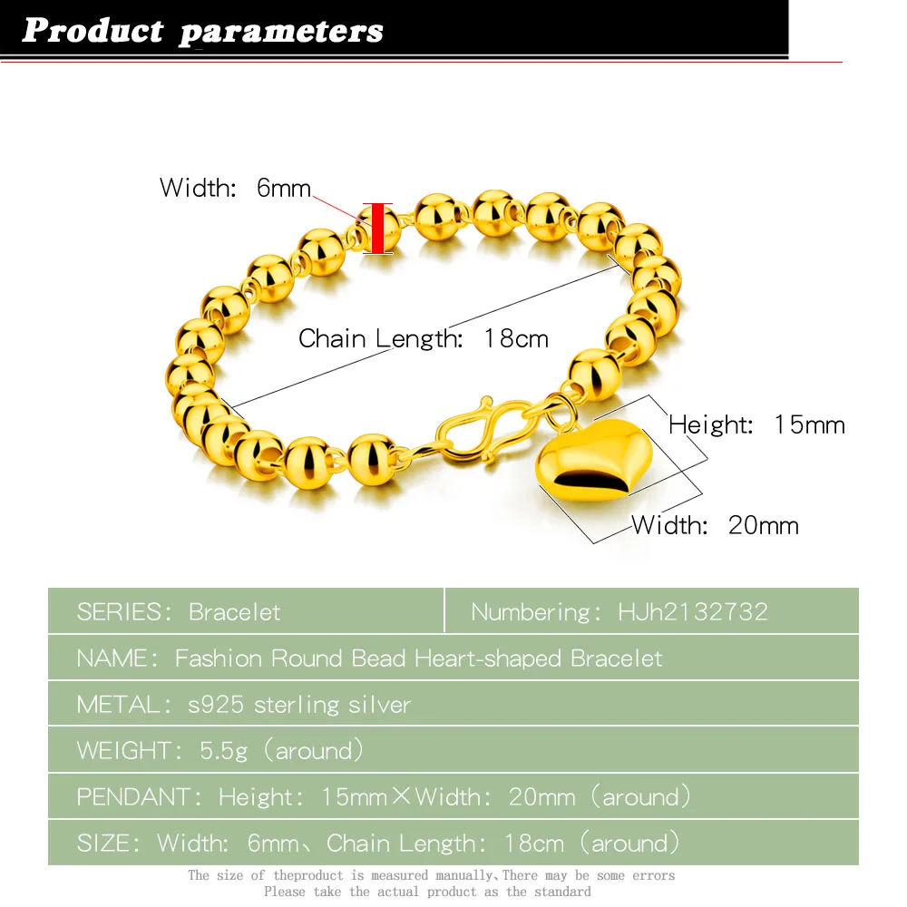 

Gold Colorbell Bracelet for Woman/Girl Fashion Classic Design Brand Jewelry 6MM 18cm Golden Wrist Chain Wedding Gifts