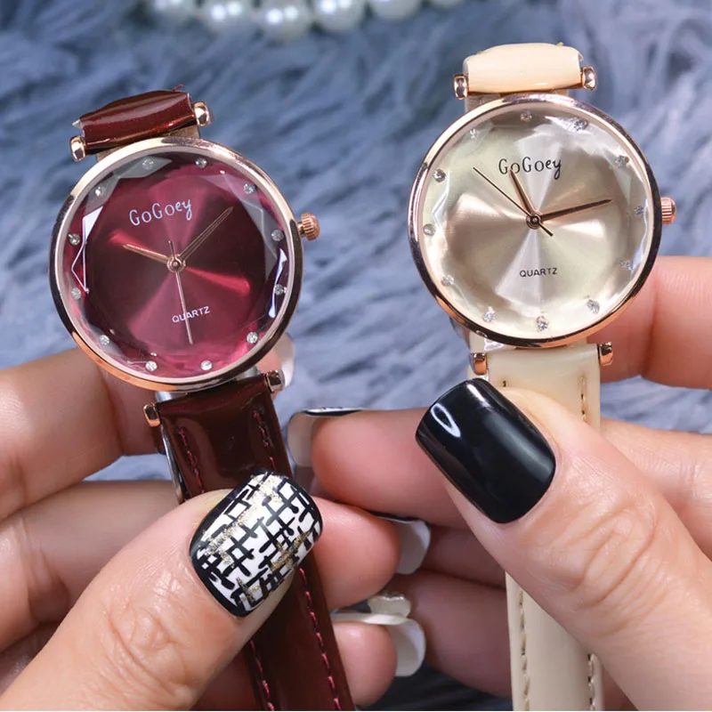 Повседневные женские часы Gogoey кварцевые с кожаным ремешком montre femme|Женские