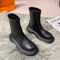 increased thick soled womens fashion boots rear zipper 2021 autumn and winter new mid tube boots martin boots