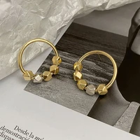 yaologe 2021 new gold color polyhedron earrings geometric round circle earrings for women gift fashion party jewelry oorbellen