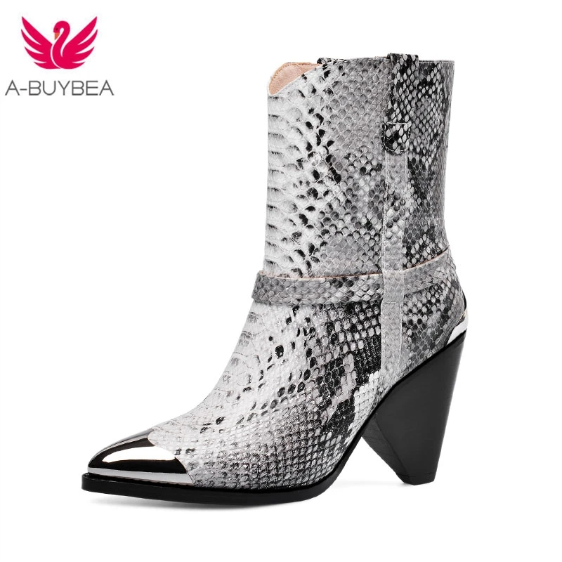 Новые Брендовые женские ботинки Зимние ботильоны Необычный стиль Ботинки в