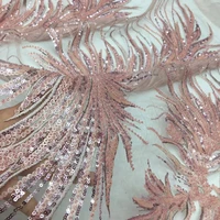 elegant handmade beaded french lace fabric high quality sequins embroidery african tulle lace fabric for party ts9585