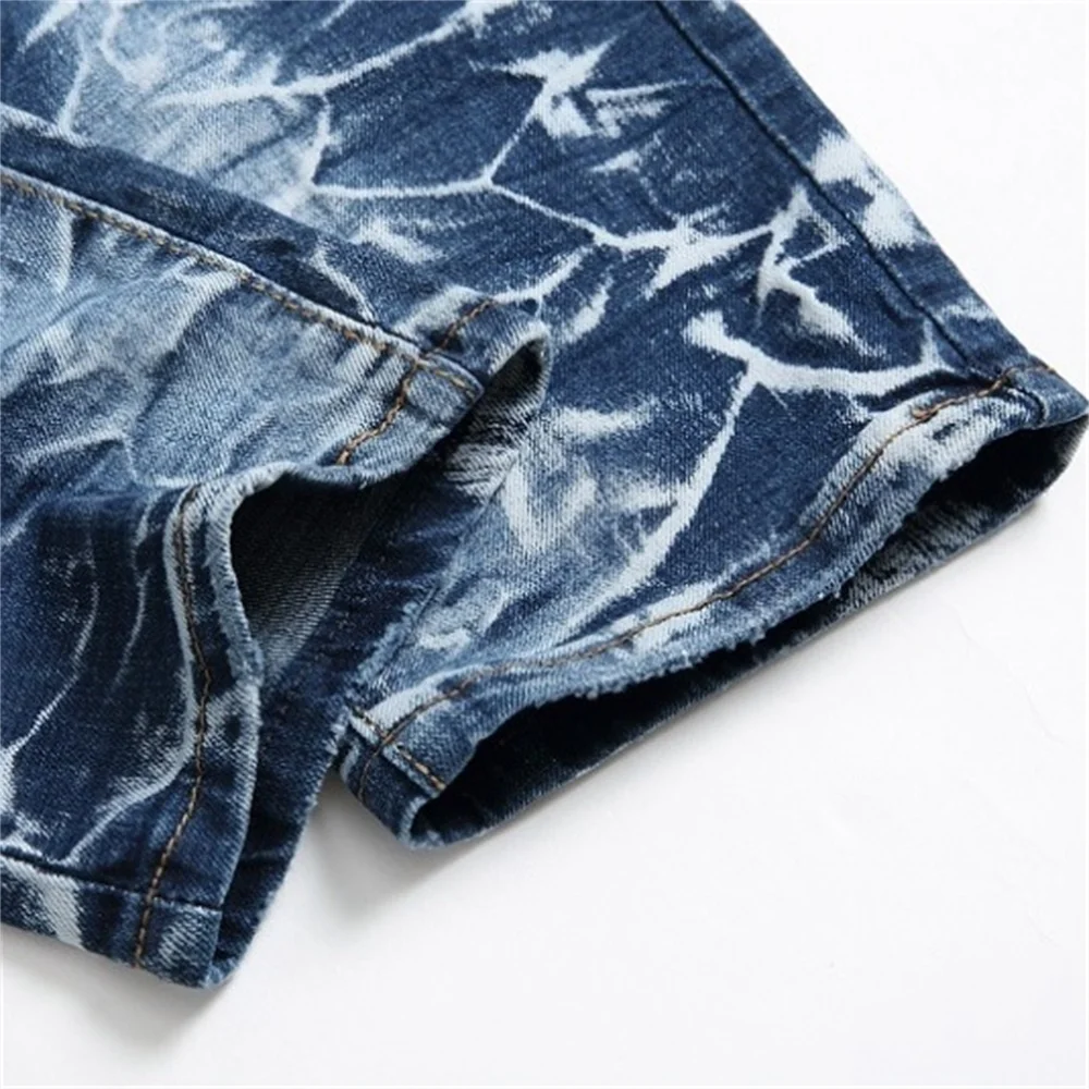 EH·MD® Zipper Pocket Jeans Male Bloodshot Decoration Stitching Striped Stretch Cloth 3D Crotch Slim Digital Printing New 2021