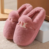 2022 spring news women thick bottom slippers indoor platform furry shoes for woman faux fur slides ladies slipper shoes