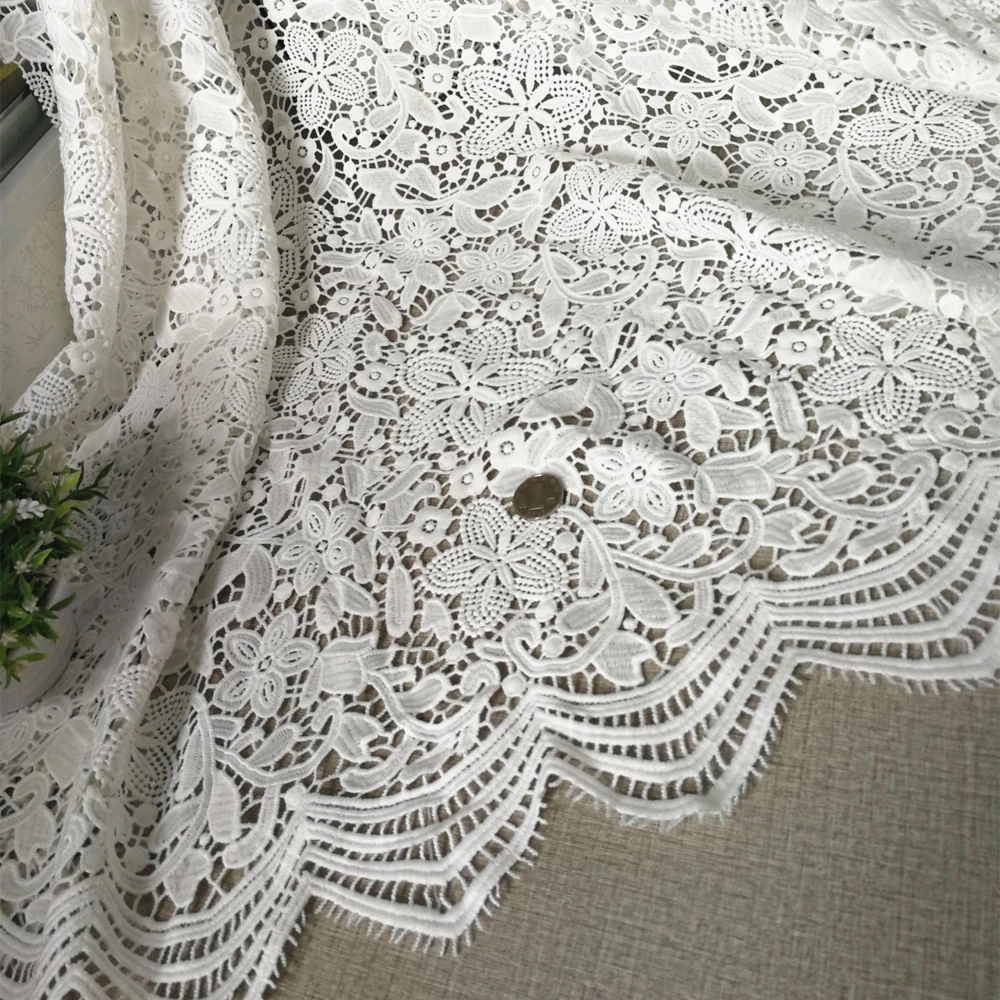 

5yards High Quality 2019 African Chemical Lace Fabric Water Soluble Milk Silk Nigerian Guipure Wedding Dress African Lace Fabric