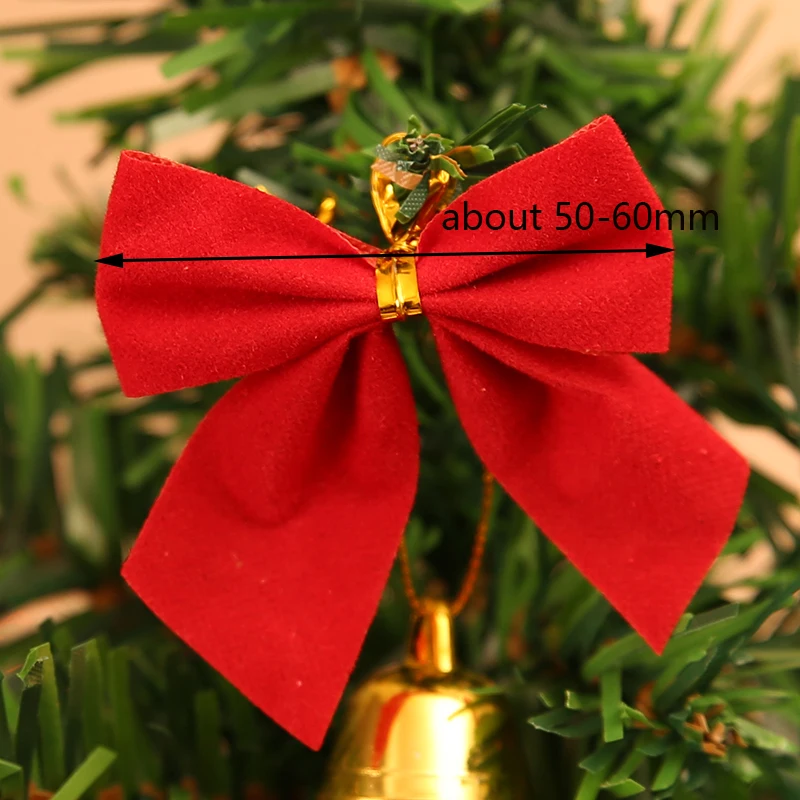 12Pcs/lot Classic Red Christmas Bows Christmas Tree Hanging Velvet Bows Xmas Tree Decorating Crafts Bows Party Festival Supplies