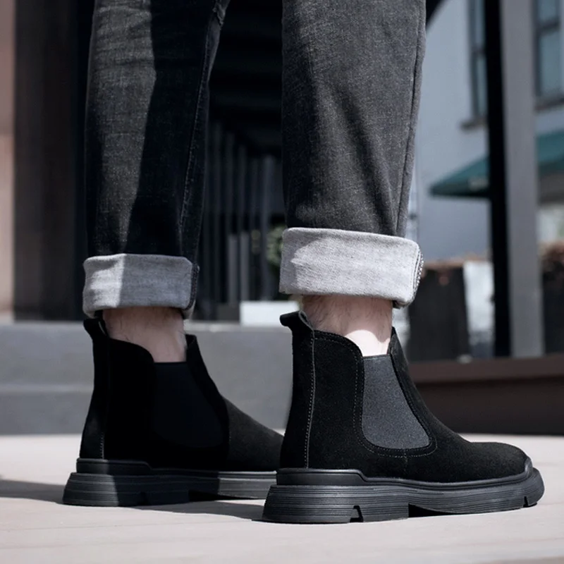 Мужские повседневные ботинки челси высокого качества обувь из натуральной кожи