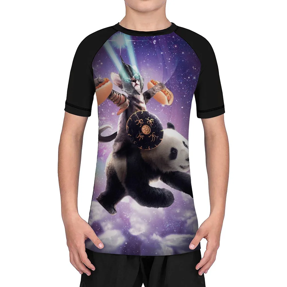 Топ компрессионный с короткими рукавами лазерный топ изображением космических