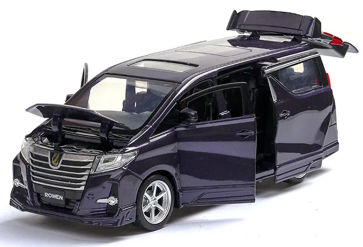 Высокая симитация 1:32 Toyota Alphard MPV модель из сплава Модель автомобиля 4 открыть дверь со звуком светильник детские игрушки - Цвет: Blue