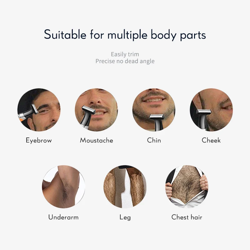 

Mini Electric Shaver Waterproof Men Razor USB Charging Sideburns Trimmer 110-240V Male Whole Body Epilator With 4 Limit Combs 38