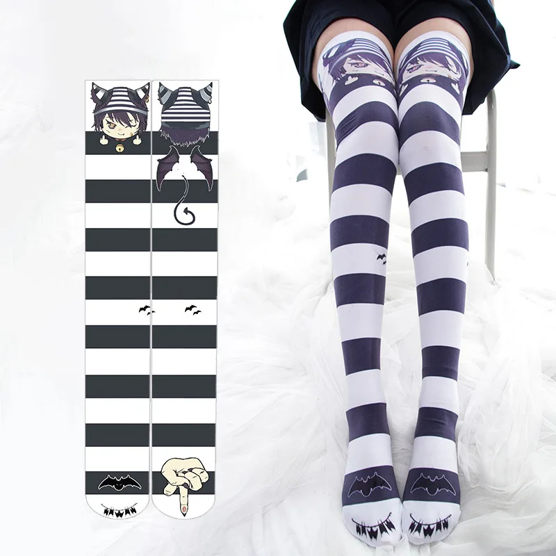 Japanese Lolita Anime Cosplay Lingerie Over Knee Socks for Young Women Girls Leg Warmers Cute Cartoon Thigh High Socks Stockings