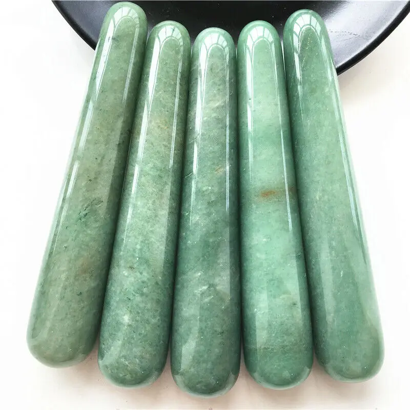 

1pc Face Massager Roller Wand Natural Green Aventurine Stone Wand Guasha Stick Health Care Body Massage