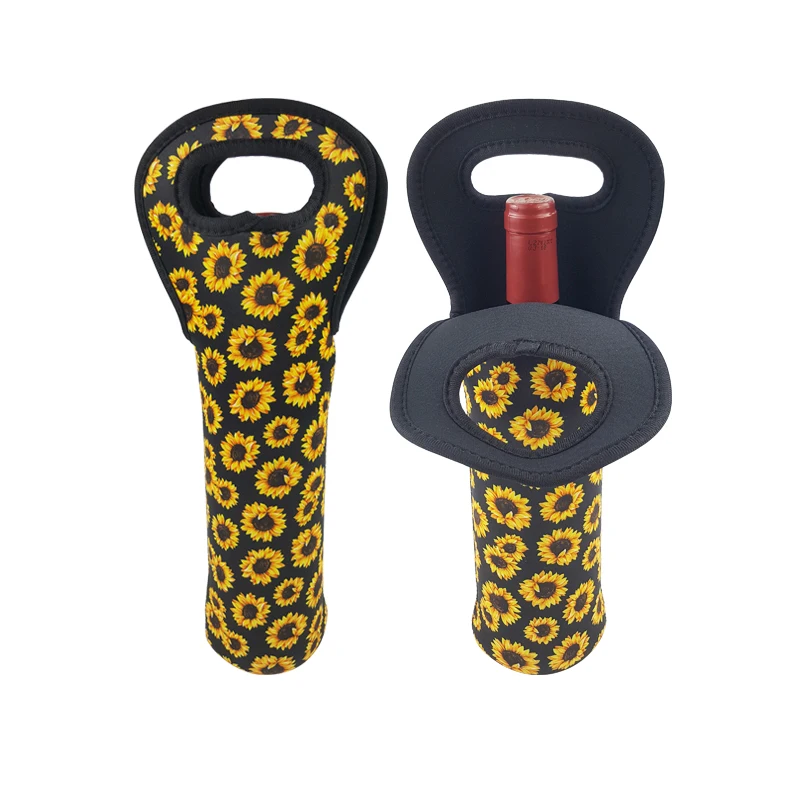 Сумка для вина с принтом подсолнуха неопреновый рукав бутылки вина|Охладители и