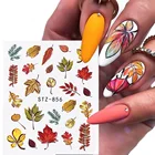 4 шт. наклейки с осенними листьями наклейки для ногтей золотые листья кленовые цветы для дизайна ногтей Слайдеры для маникюра осеннее украшение TRSTZ856-859