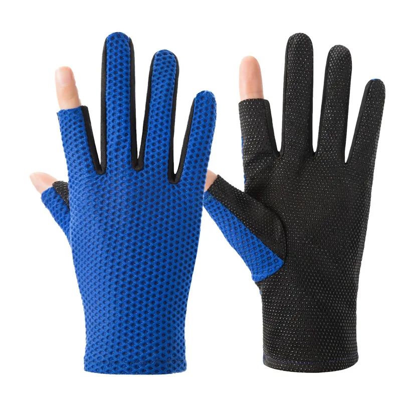 1 пара Нескользящие рыболовные перчатки для сенсорного экрана 2 Cut Пальцы Гибкая