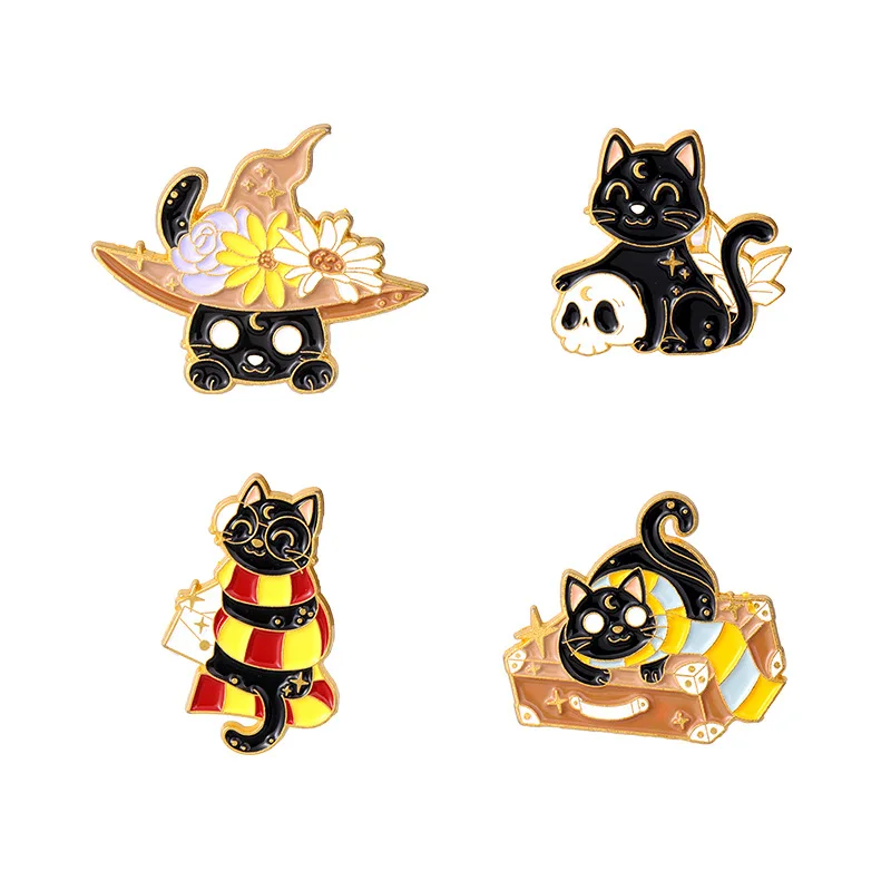 

Cute Cat Enamel Brooches Fashion Cartoons Lapel Pins Anime Women Badges On Backpack Gothic Hijab Pins Decorative Brooch Badges