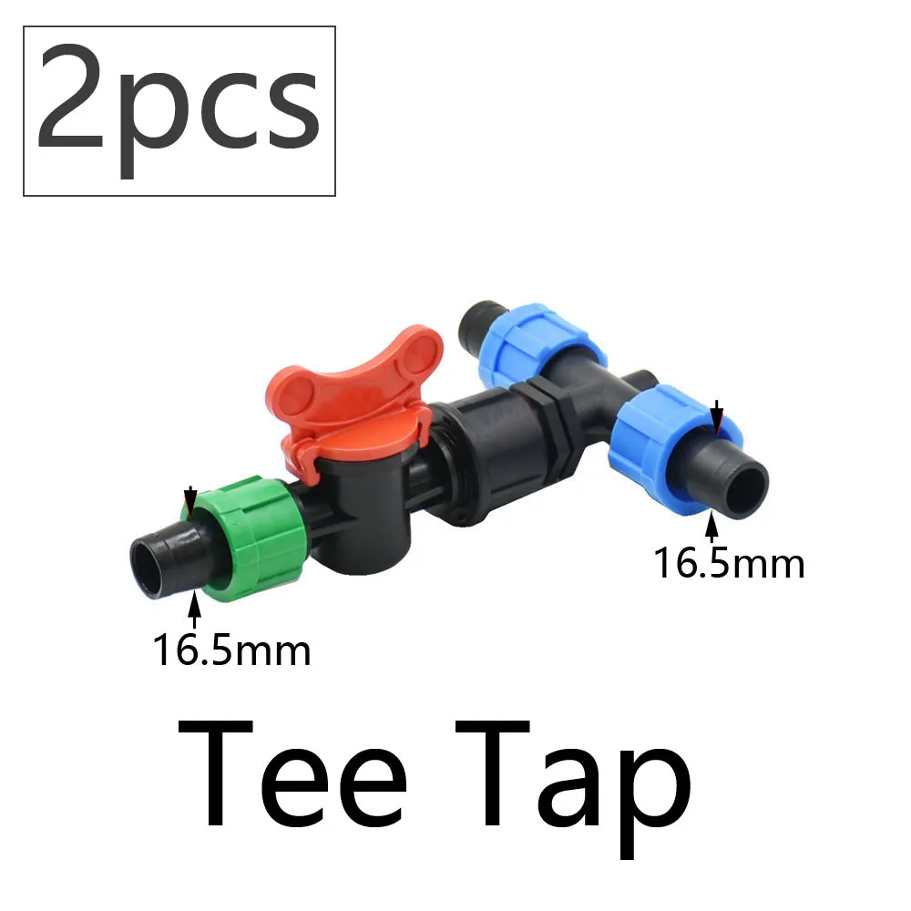 16mm 5/8'' Drip Irrigation Tape Shut-Off Valve Elbow Tee End Plug Thread Lock Connector Garden Watering Pipe Hose Joints