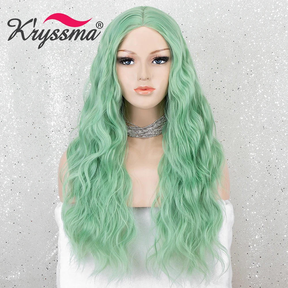 Kryssma Loose Wave Wigs For Women 2022 New Long Wavy Cosplay Wigs For Green Purple Synthetic Wigs Ombre Pink Wig Halloween Party