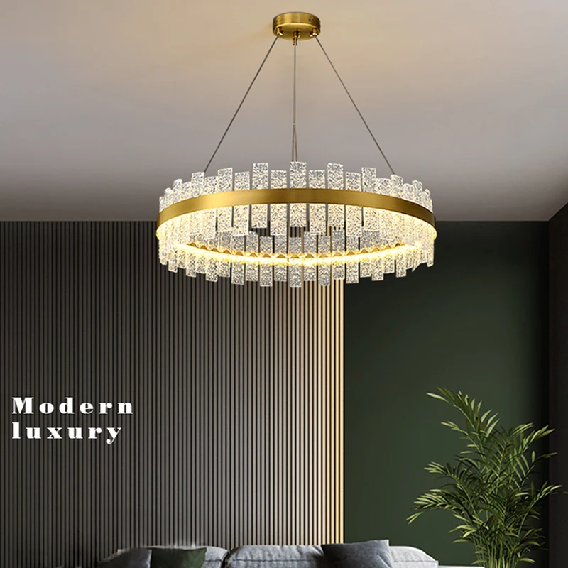 

Modern Crystal Pendant For Castle Kitchen Foyer Dining Room Living Room Hotel Bedroom Coffee Hall Loft Villa Indoor Home Lamps