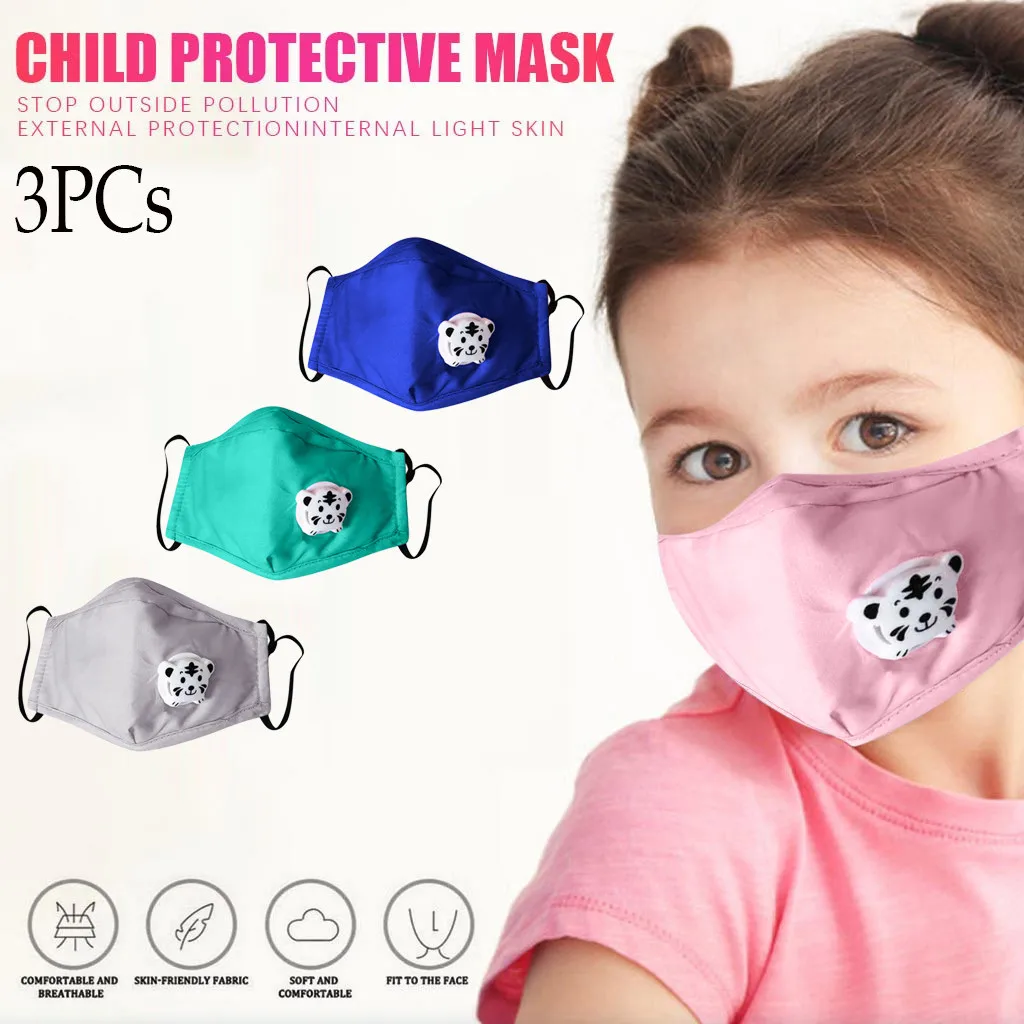 3 шт. Детская Хлопковая моющаяся Регулируемая Маска для защиты от дыхательных