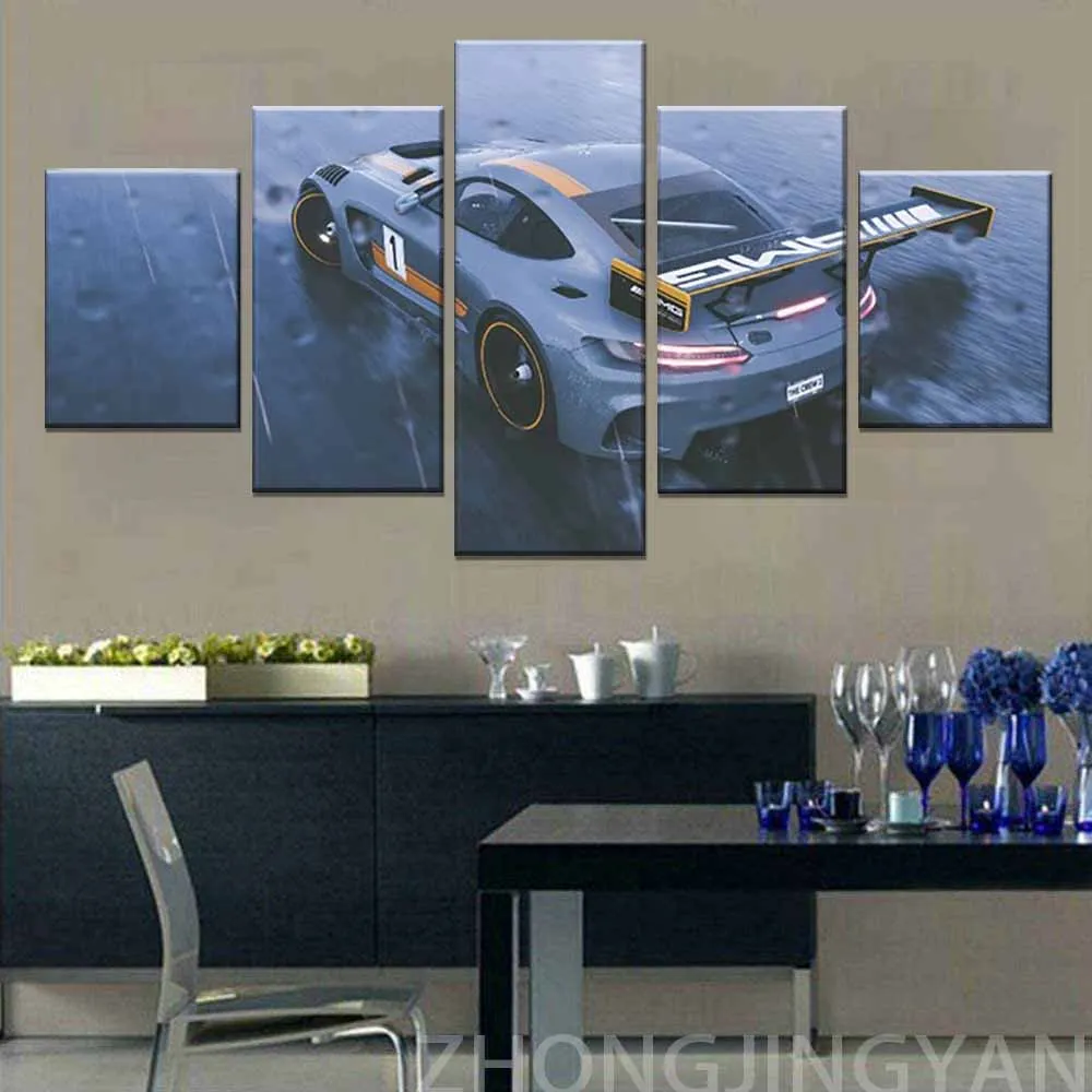 Картины на холсте Hd настенные картины 5 шт. экипировка плакат Mercedes модульные для