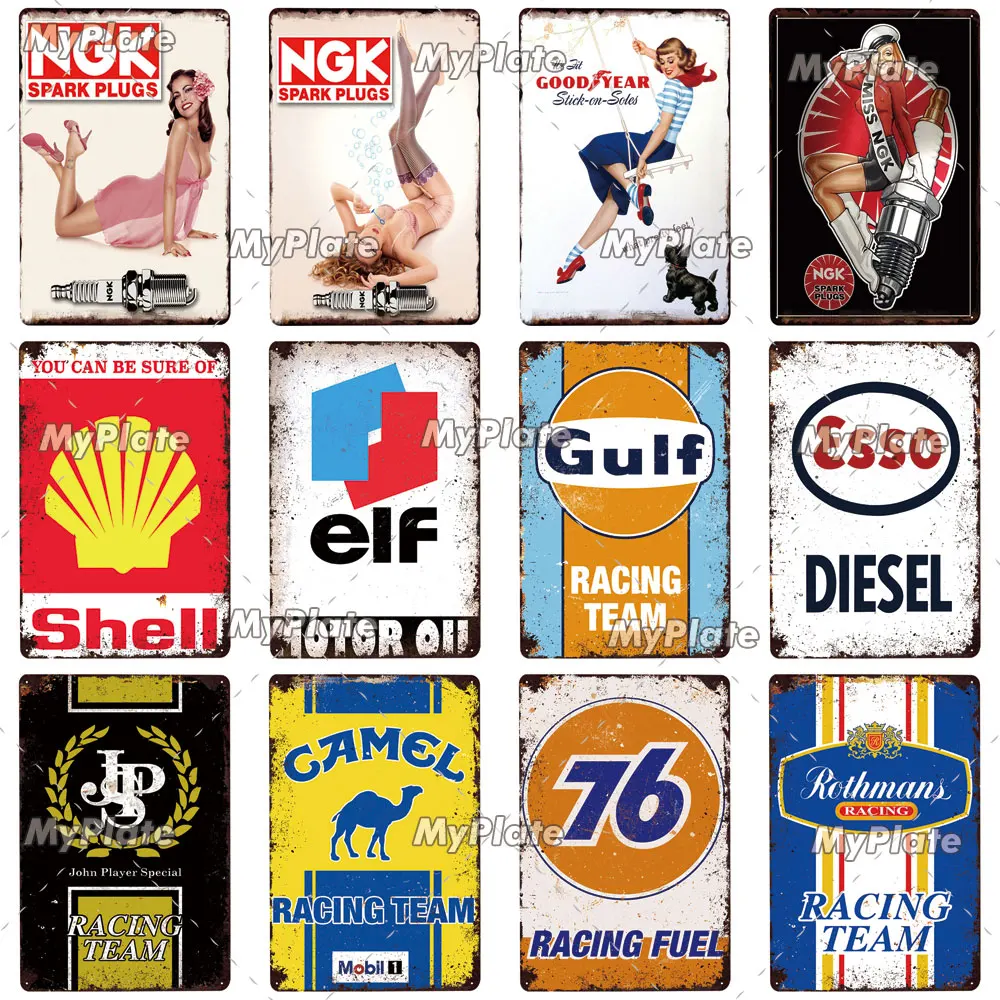 Металлический знак гоночного топлива фотоэлемент мотор масло жестяной
